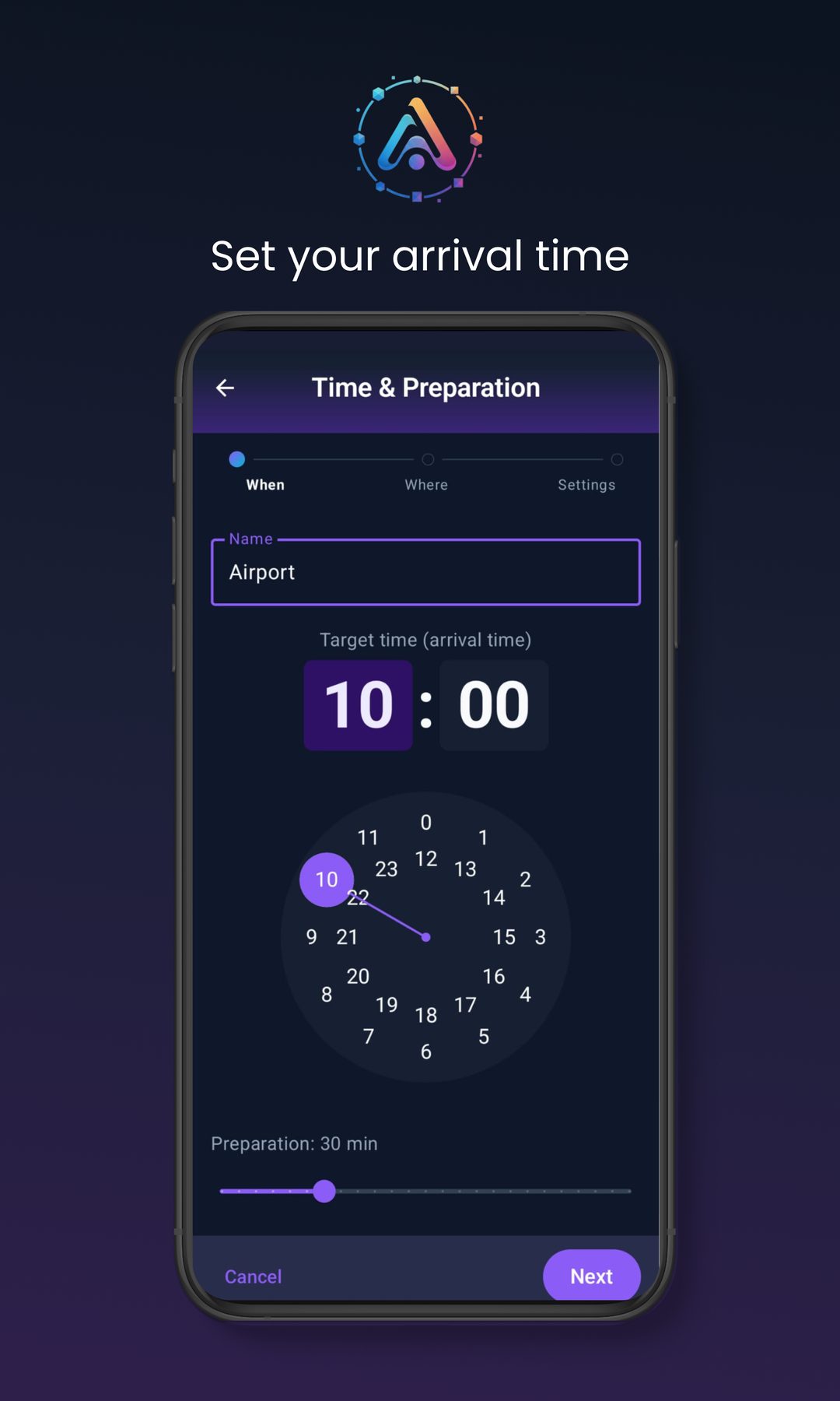 AIArrive arrival time and preparation time settings